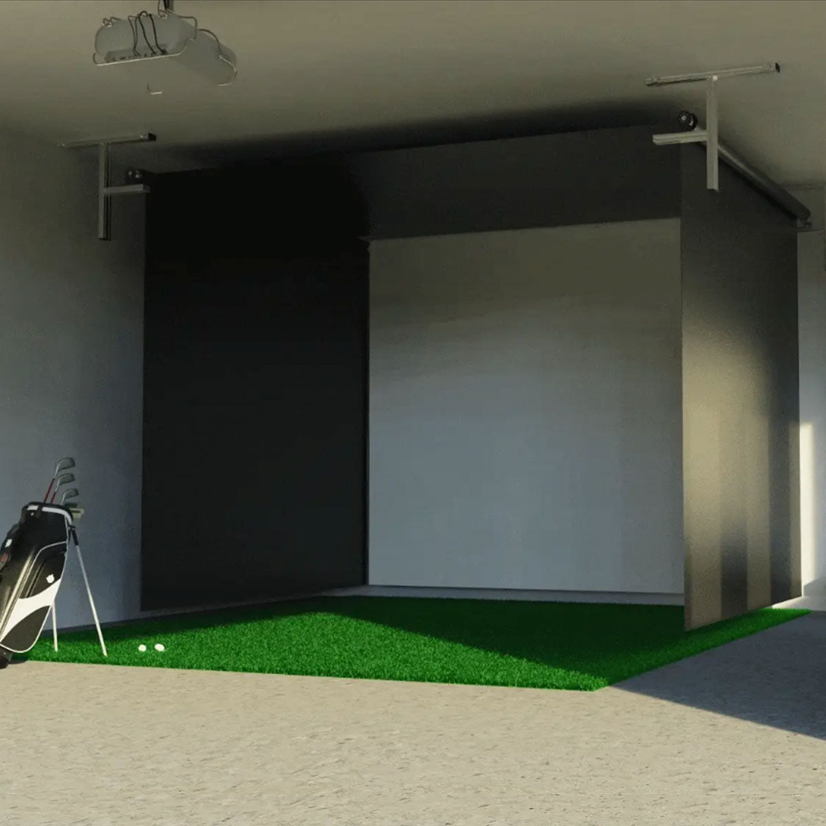Garmin Approach R10 SportScreen Vanish Retractable Golf Studio Complete Package | Home Golf Simulator Studio with Impact Screen, Enclosure, Hitting Mat, Putting Turf & Projector