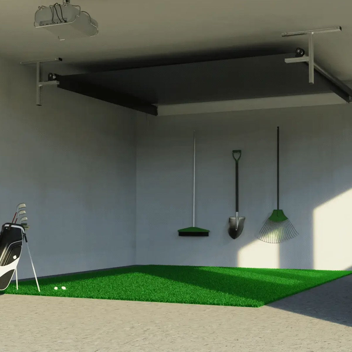 Garmin Approach R10 SportScreen Vanish Retractable Golf Studio Complete Package | Home Golf Simulator Studio with Impact Screen, Enclosure, Hitting Mat, Putting Turf & Projector