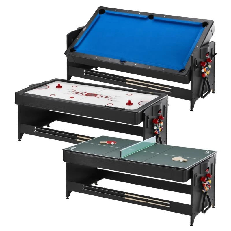 Fat Cat Original Pockey 7ft Black 3 in 1 Multi Game Table