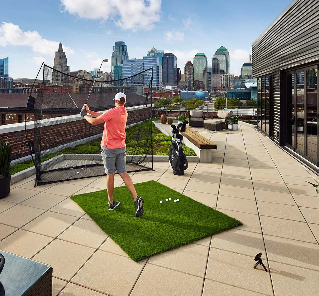 Garmin Approach R10 with PlayBetter SimStudio™ COMPLETE Package | Golf Simulator Studio with Impact Screen, Enclosure, Side Barriers, Hitting/Putting Mats, Projector & Alignment Stand